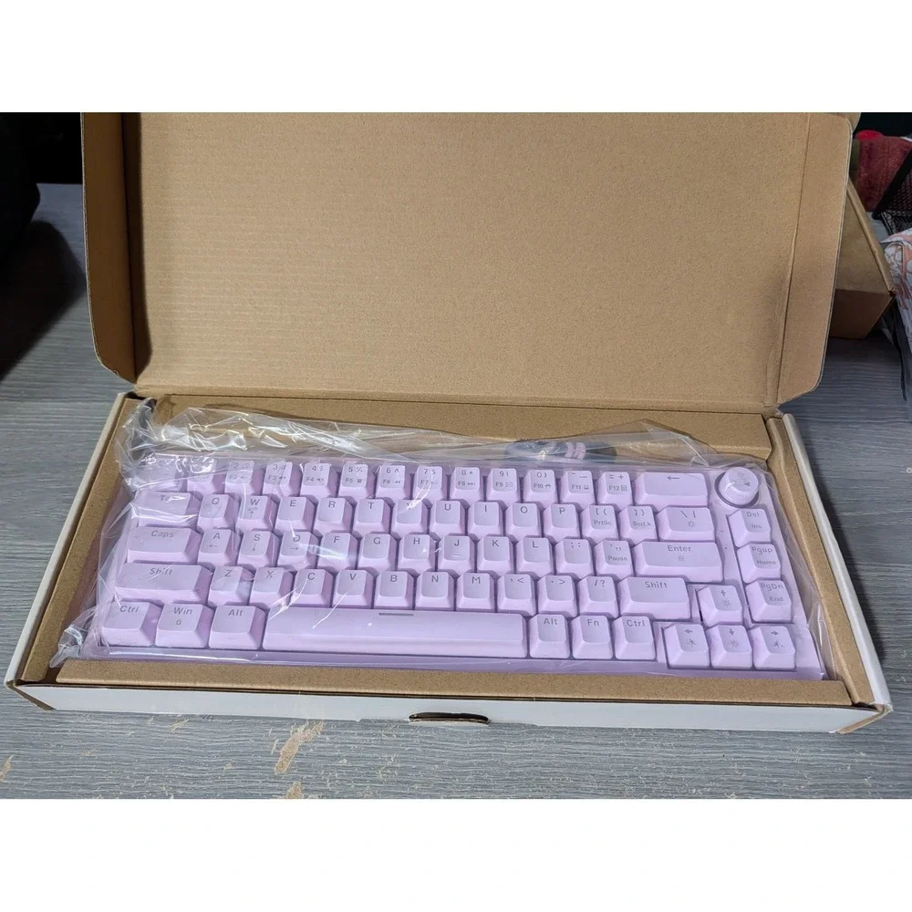 North Pink 65% Compact Mechanical Keyboard 68 Keys Wired Rainbow LED Volume Knob